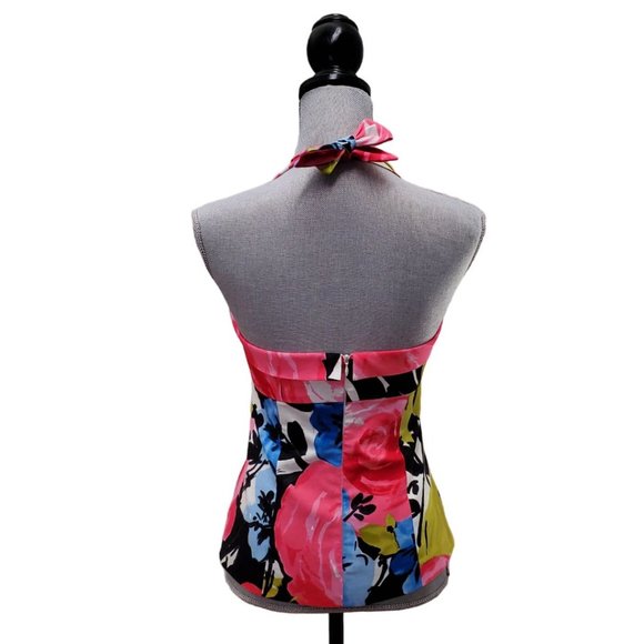 Trina Turk Floral Sweetheart Halter Top | EUC | 4 | Pink Blue Black Whit… - Picture 3 of 14